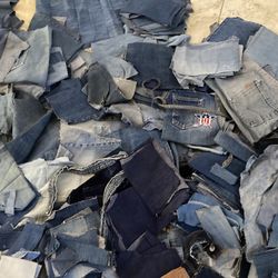 Huge vintage lot of jeans denim pants material for quilting patchwork patching 