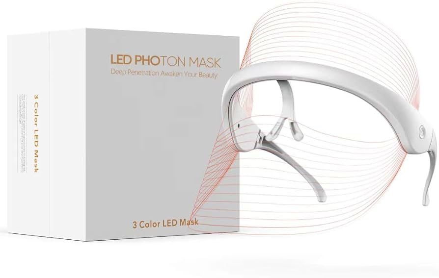 LED Face Mask Light Therapy Facial Photon Beauty Device with USB Cable 3 Colors LED Skin Care Treatment Mask for Facial Rejuvenation, Anti-Aging