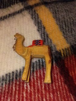 Small Wooden Camel Figurine with Saddle