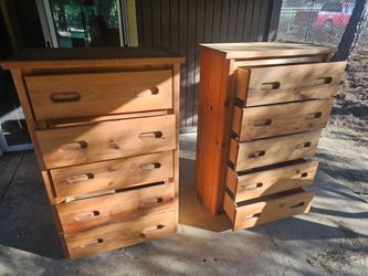 2 Pine Handmade dressers 5 drawer
