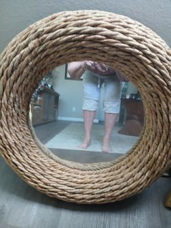 Mirror Incased In A Ratan Frame 27 Inch X 16