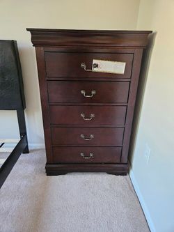 Brand new in box cherry color 5 drawer chest special