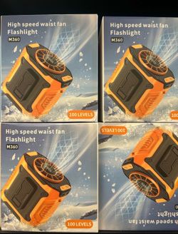Portable Waist Fan 10000mAh Rechargeable Waist Clip Fan 18000RPM With Max 12H Working Time 3-speed adjustment with LED flashlight Portable Fan for Out