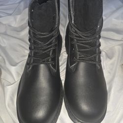 Mens Leather Steel Toe Boots Size 8 Brsnd New In Box 