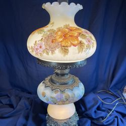 Antique Vintage Lamp With Ornaments And Flowers