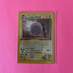 1st Edition Lt. Surge’s Electrode 52/132 Pokemon Card from Gym Challenge 