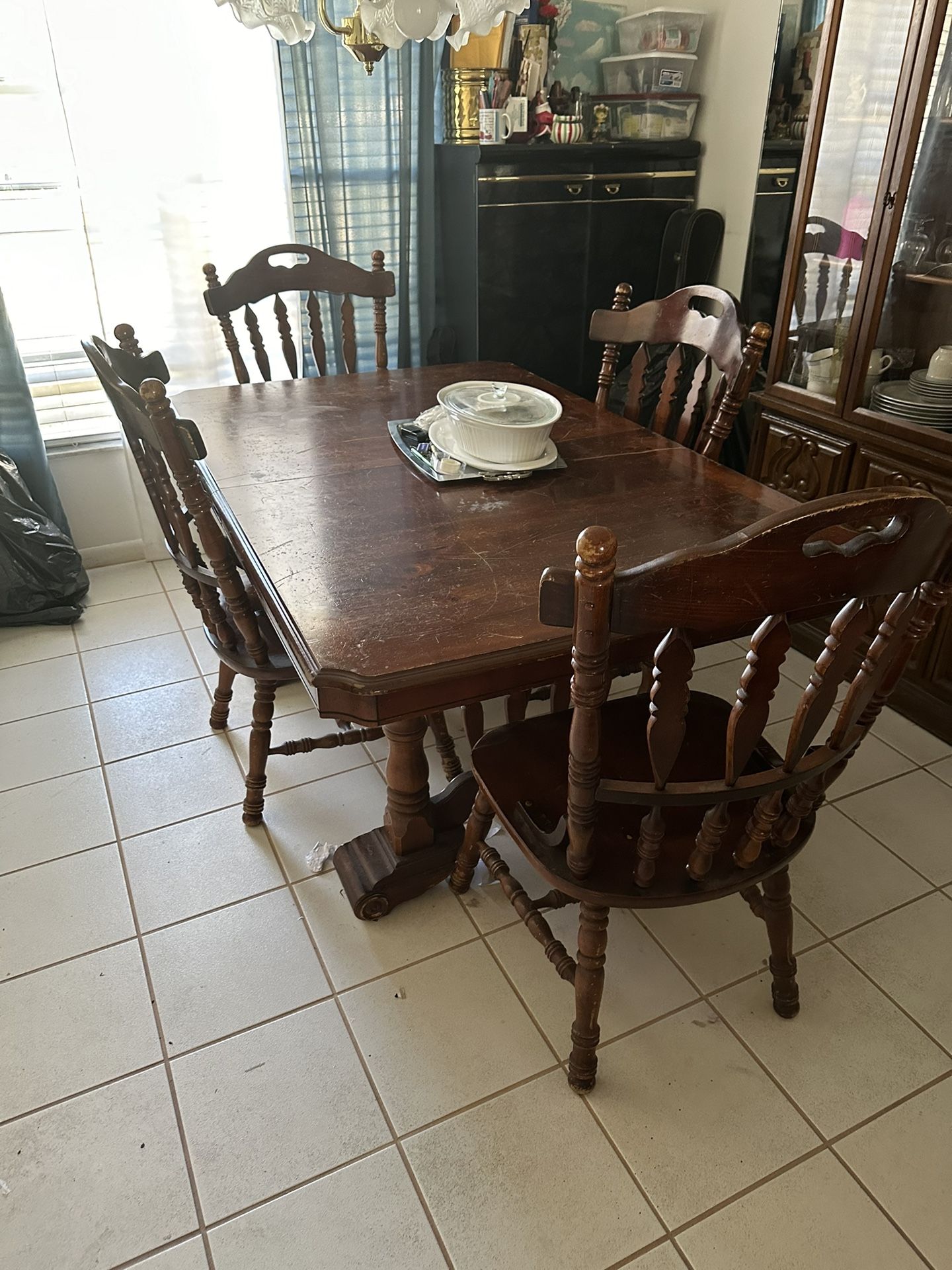 Vintage Dining Table w/ 4 Chairs