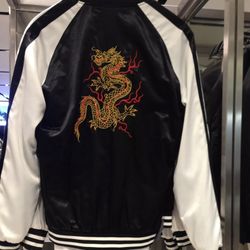 ZARA MAN BOMBER JACKET WITH EMBROIDERED DRAGON Size Large