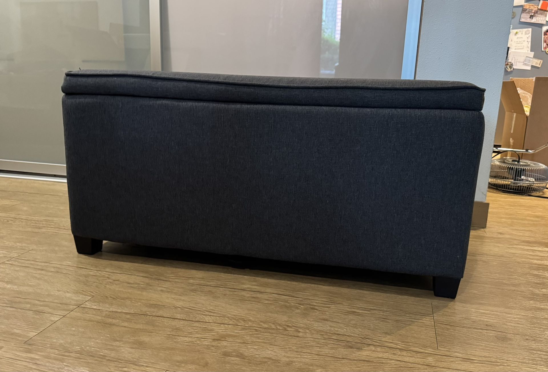 Gray Fabric ottoman. 35”wx15”dx17”h