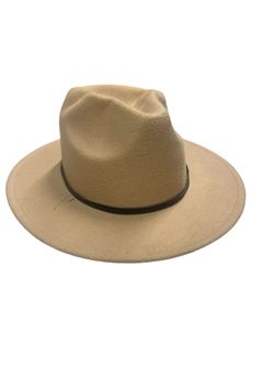 Classic Fedora Hat with Grosgrain Ribbon TAN ONE SIZE