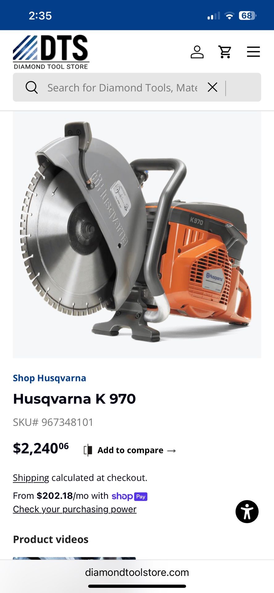 Husqvarna K 970 Concrete Saw