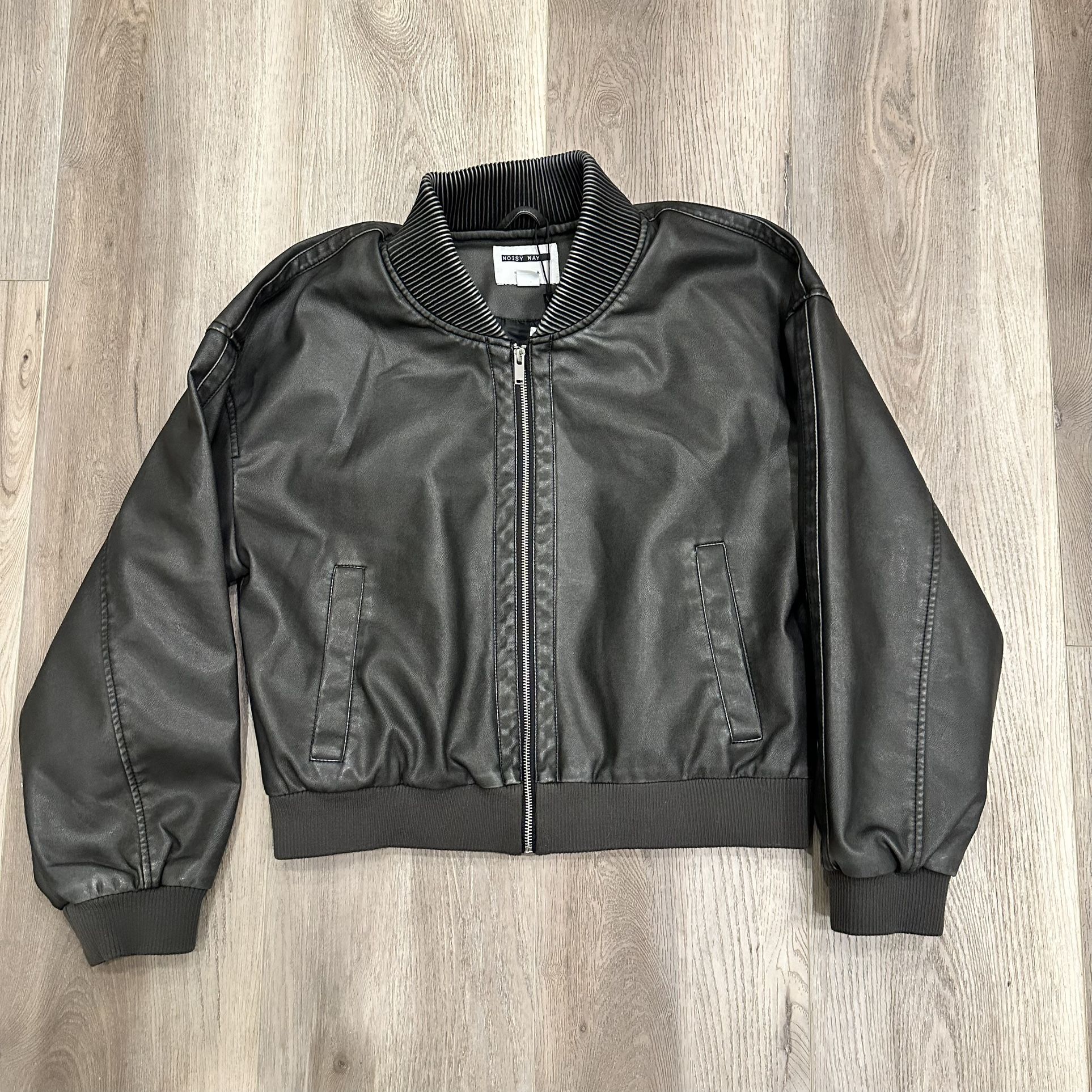 New Faux Leather Bomber Jacket