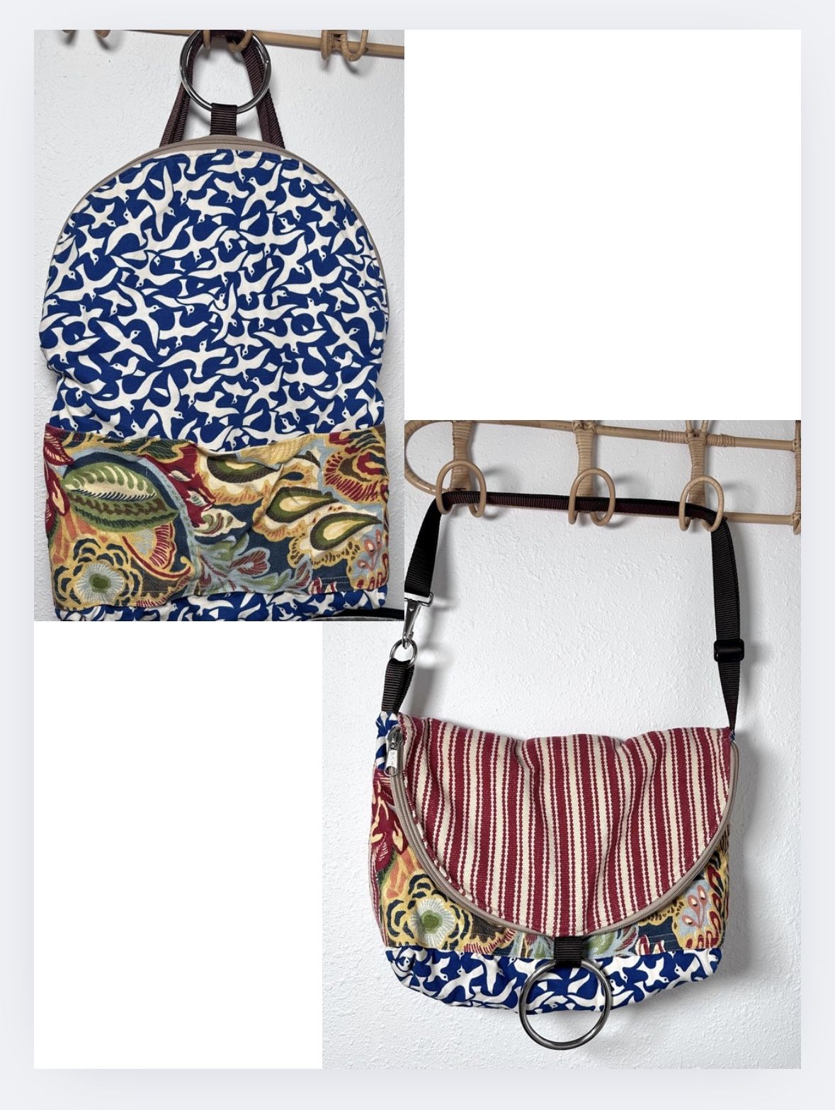 Kindred Spirit Style Messenger Bag Beautiful Full Zip Reversible Beautiful MINT