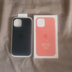 Apple iPhone 12 Mini Silicone Case Midnight, Pink Citrus Color.  