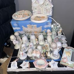 Precious Moments Enesco Porcelain Figurines, Bells, Ornaments, Plates Lot 1990s