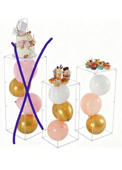 2 pcs Acrylic Square Pedestal Stand for Party, Clear Lucite Display Pedestal for Flowers,