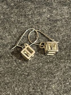 Fashion Silver Cube Dangle Earrings