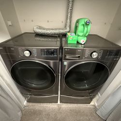 LG Front-Load Washer + Electric Dryer Set w/ Pedestal Drawers 