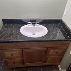 Bathroom Vanity Top Granite. Sink and Faucet. 48” x 22” , 35” tall.