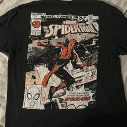 Marvel Spiderman Shirt Adult Size Large Black  Short Sleeve Graphic Tee Mens