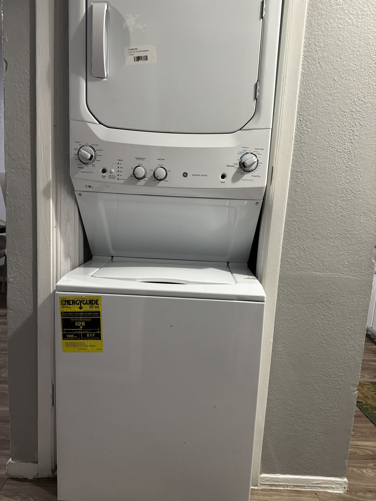 GE Stacked Washer and Dryer