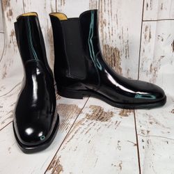 Brand New Polished Black Leather Chelsea Boots – Size 10