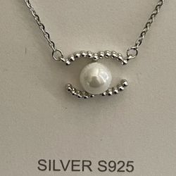 925 Sterling Silver Pearl White Letter Classic Long Strand Necklace