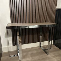 Modern Wood & Chrome Console Table