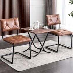 Dining Chair Set of 2, Vintage Suede Mid Century Dining Chair, Suede Fabric Chairs with Metal Chrome Legs for Kitchen, Dining Room, Living Room