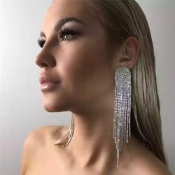 Women Rhinestone chandelier earrings Long Jewelry