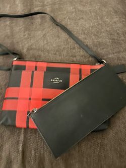 👜 COACH Red & Black Plaid Crossbody Bag — $35
