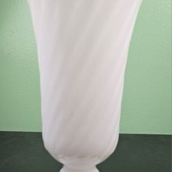 Vintage E.O. Brody Co Milk Glass Swirl Vase 9"