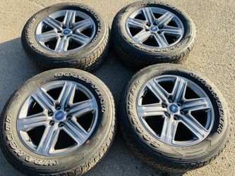 20” Brand new set of oem ford rims and Goodyear all terrain tires 275-55-20 6x135