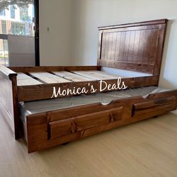 Full Solid Wood Bed With Twin Trundle FRAME $560