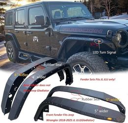 Fender Flares Compatible with Jeep Wrangler JL/JLU 2018-2025 | Desert Viper Blade Design - No-Drill Bolt-On | Aggressive Trail Attacks (5"-No Inner Li