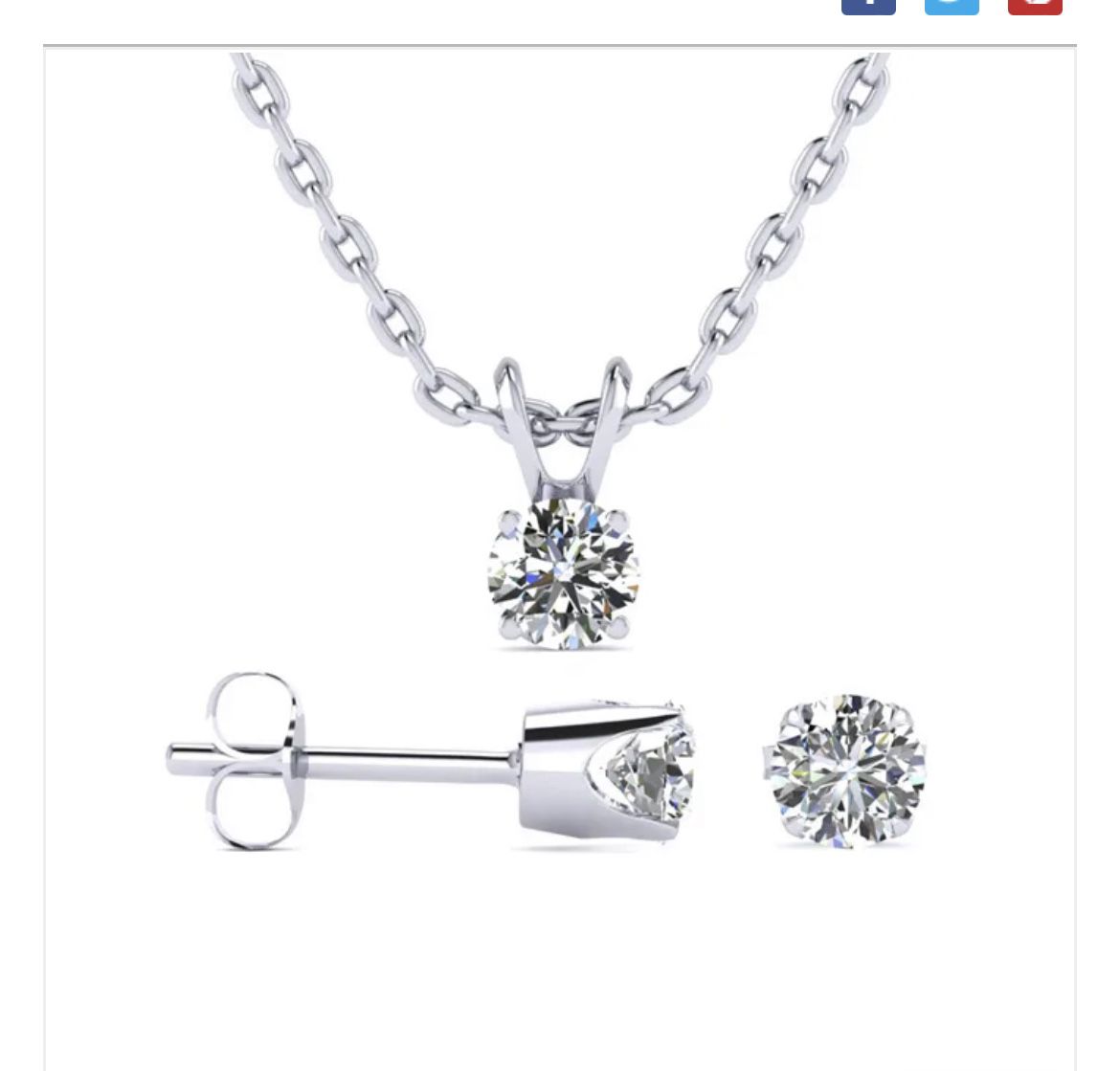 Beautiful natural diamond necklace and earrings set. On sterling silver