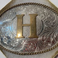 Vintage Belt Buckle Letter H Silversmiths Collection