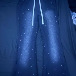 Flared rhinestone black sweats