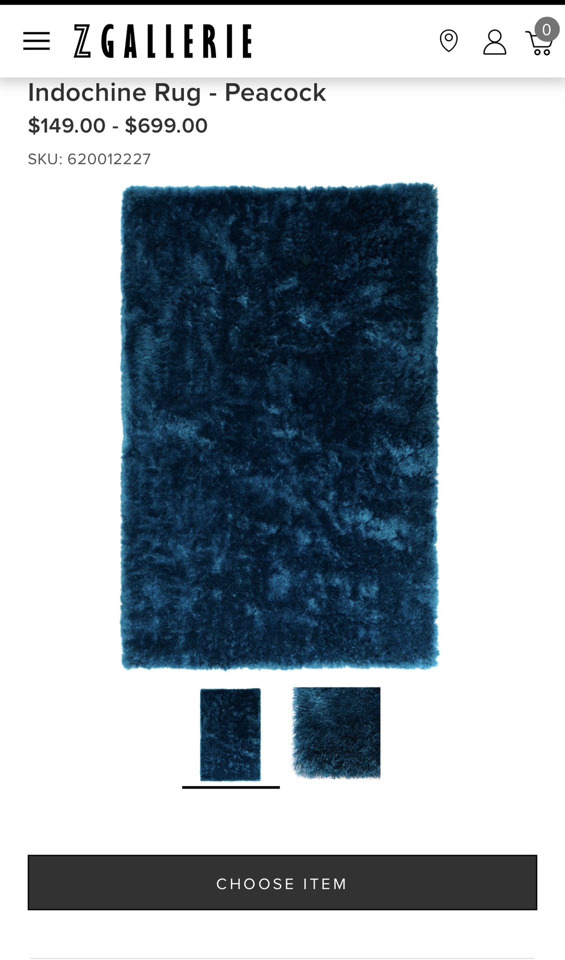 Z Gallerie Indochine Rug Peacock Color for Sale in Glendale, AZ - OfferUp