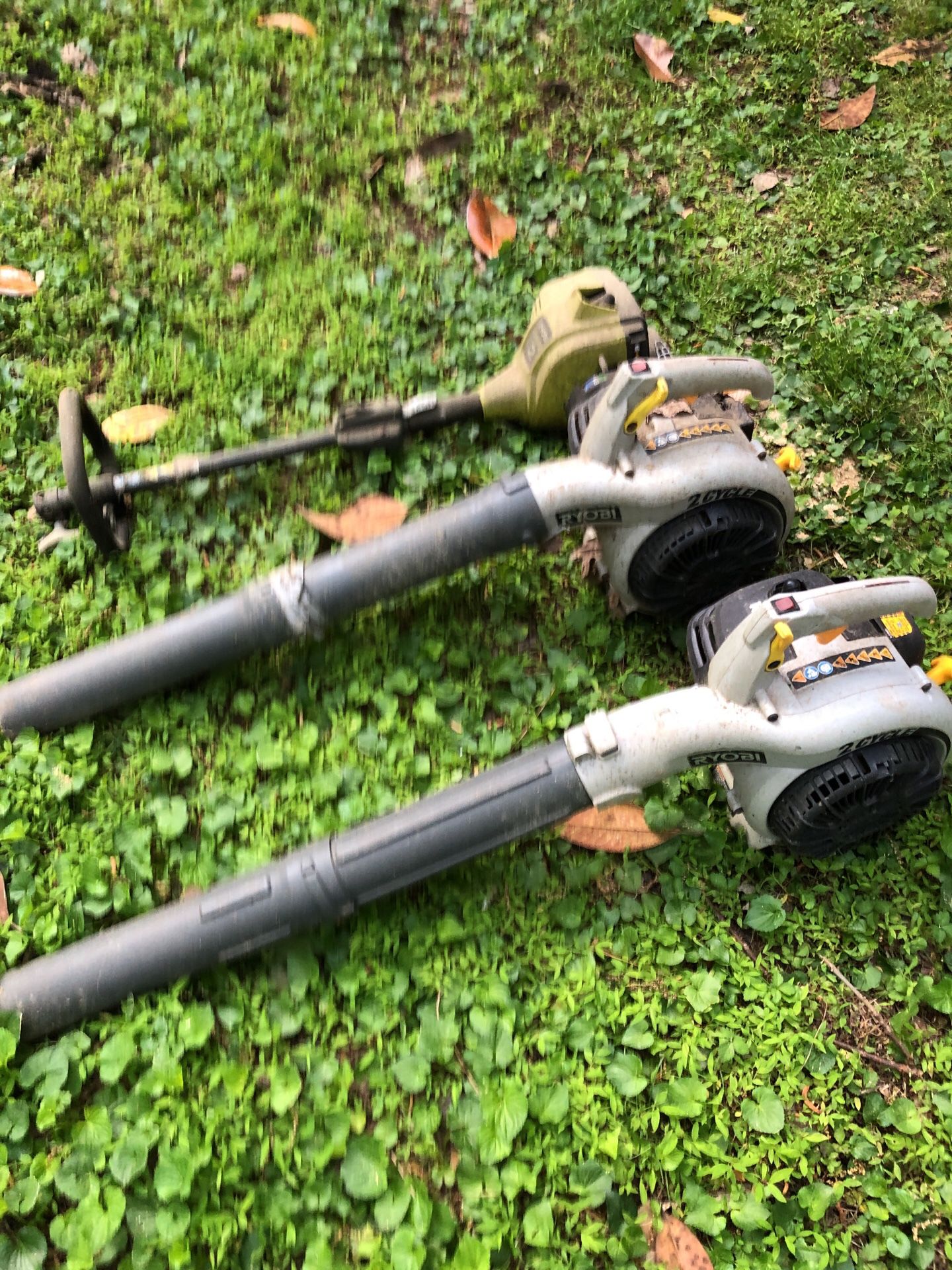 Set of three Ryobi leaf blower &motor to weedeater for parts repair