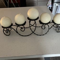 Black Metal Candle Holder With Candles