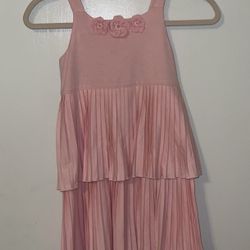 NWT Pink Pleated Kids Dress with Floral Accents Gymboree