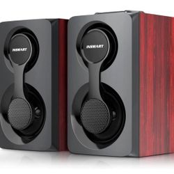 Computer Speakers, Support Wired and Bluetooth 5.0, Wooden Speakers with 2.0 Stereo Volume Control, Triple Channel Multimedia Speakers for PC/Laptops/