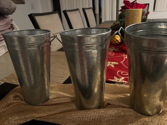 Tall Galvanized Metal Flower Vases