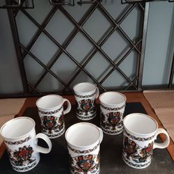  Vintage Gucci Gilded floral Mugs Bone China Cup with gold trim Signed Gucci