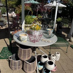 Refinished Patio Planters And Hanging Pot Holders 