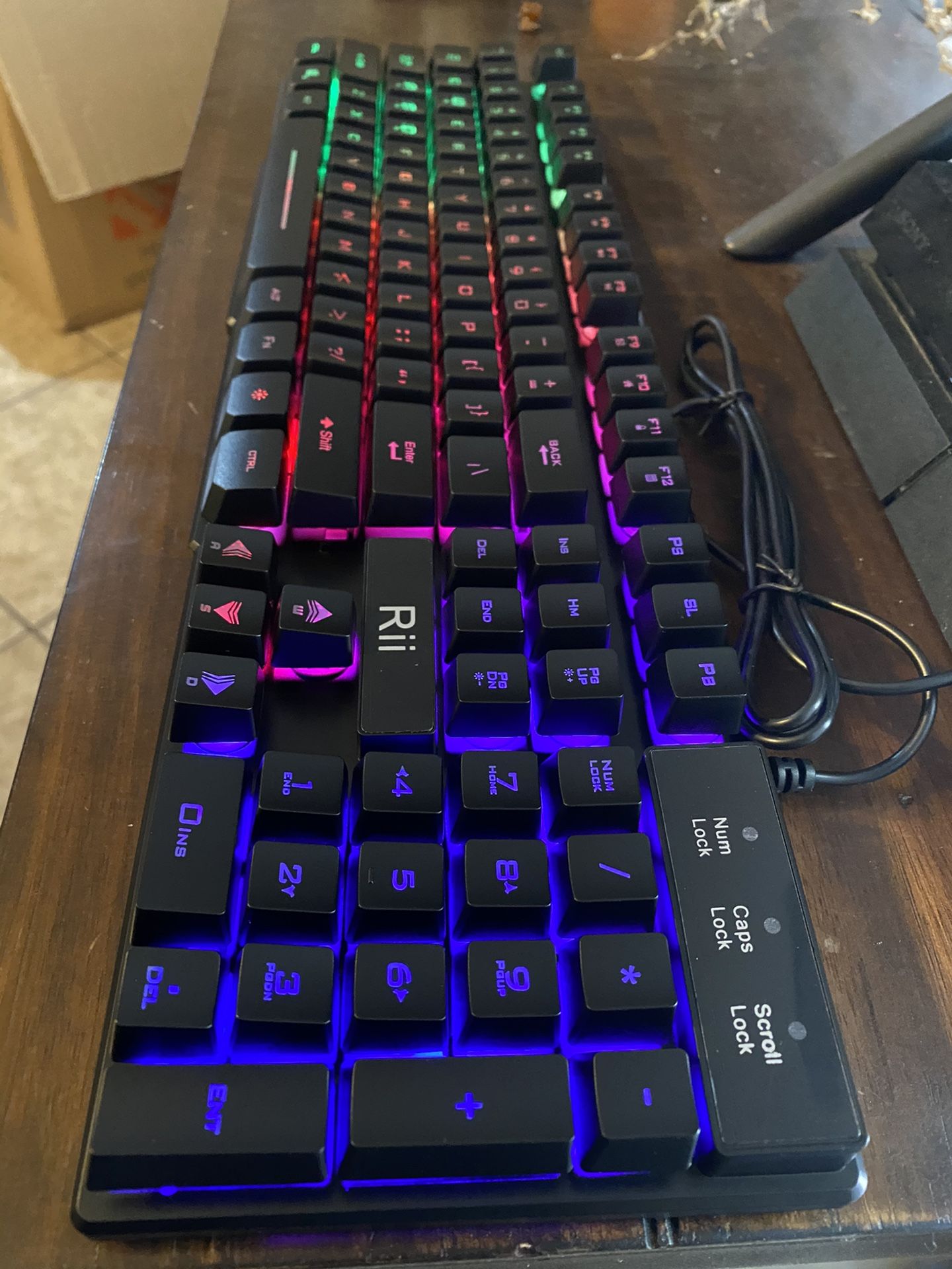 Rii RK100+ Multiple Color Rainbow LED Backlit Large Size usb Wired Mechanical Feeling Multimedia Gaming Keyboard,Office Keyboard For Working or Prime