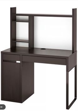IKEA Micke Black Desk with Hutch