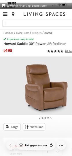 30” Howard Saddle Full Tilt Recliner ( Living Spaces)