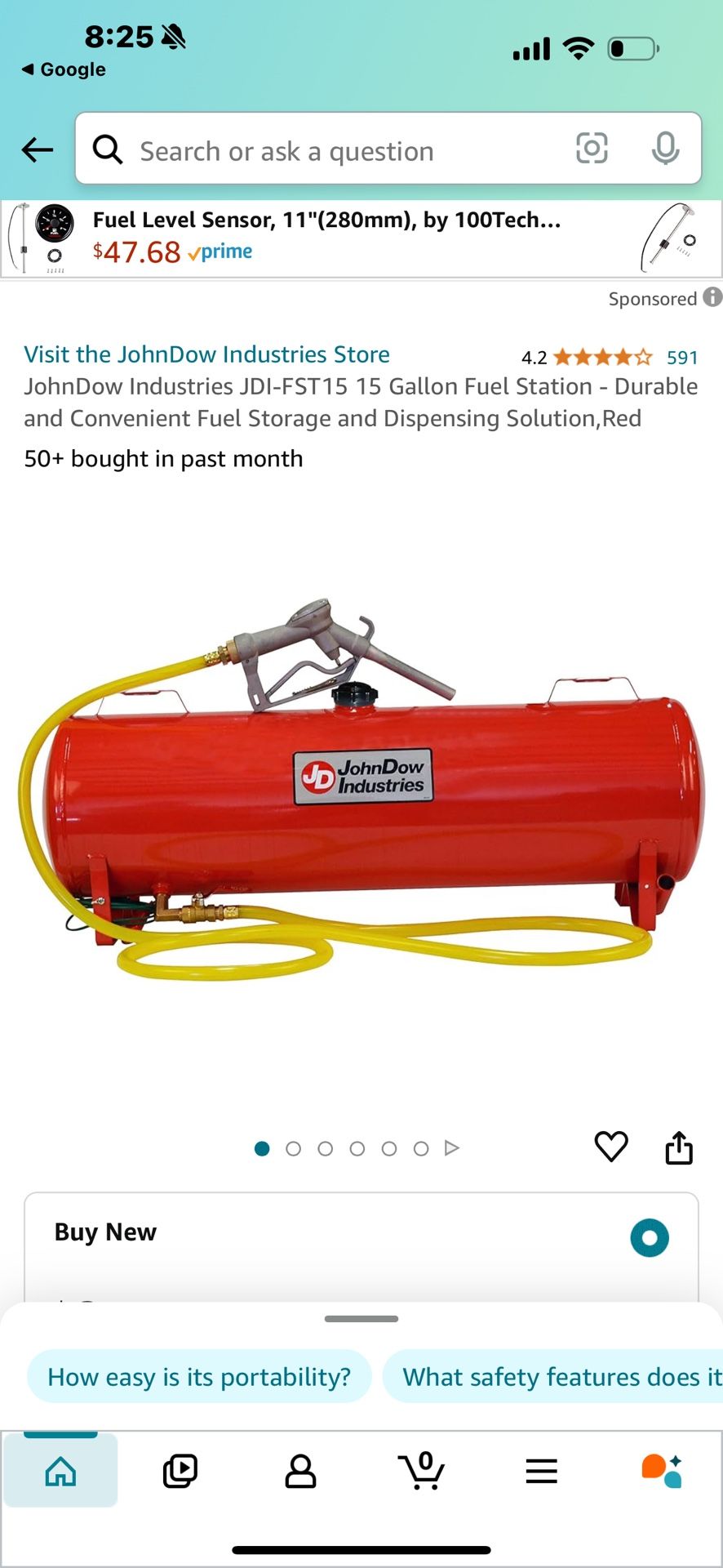 JohnDow Industries JDI-FST15 15 Gallon Fuel Station - Durable and Convenient Fuel Storage and Dispensing Solution,Red